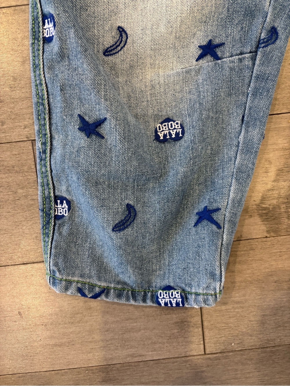 Women's Blue Embroidered Denim Shorts - Picture 6 of 15